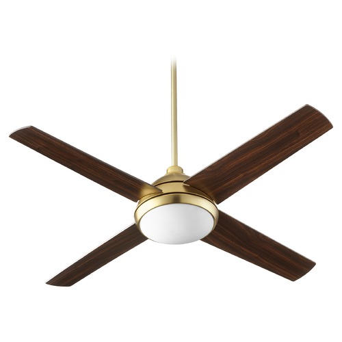 Quorum Lighting Quest Aged Brass LED Ceiling Fan with Light by Quorum Lighting 68524-80