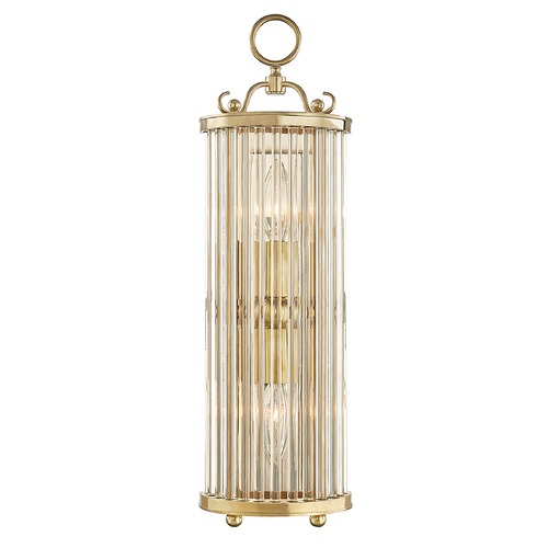 Hudson Valley Lighting Glass No. 1 Aged Brass Sconce with Clear Crystal Shade by Hudson Valley Lighting MDS200-AGB