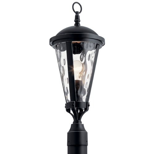 Kichler Lighting Cresleigh Black Post Light with Silver Highlights and Clear Water Glass 49237BSL
