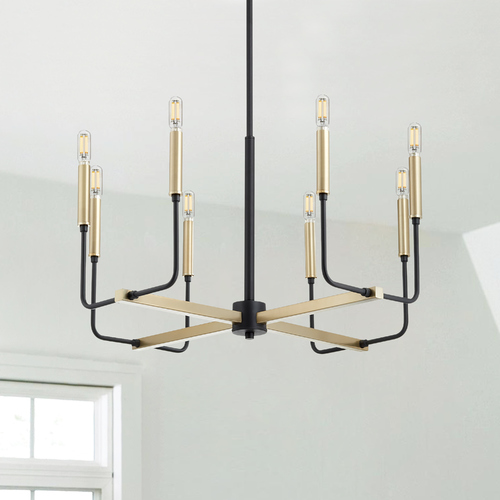 Lacy 8-Light Chandelier in Noir with Aged Brass by Quorum Lighting