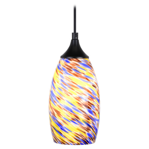 Vaxcel Lighting Milano Matte Black Mini-Pendant Light with Oblong Shade