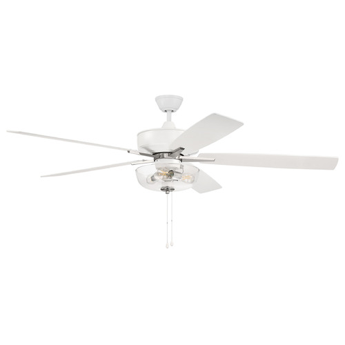 Craftmade Lighting Super Pro 101 White & Polished Nickel LED Ceiling Fan by Craftmade Lighting S101WPLN5-60WWOK