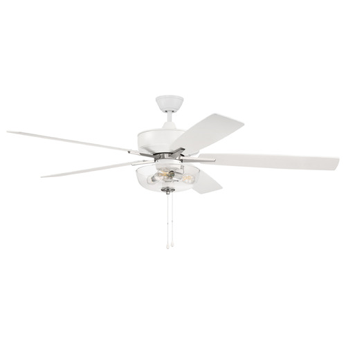 Super Pro 101 White & Polished Nickel LED Ceiling Fan by Craftmade Lighting