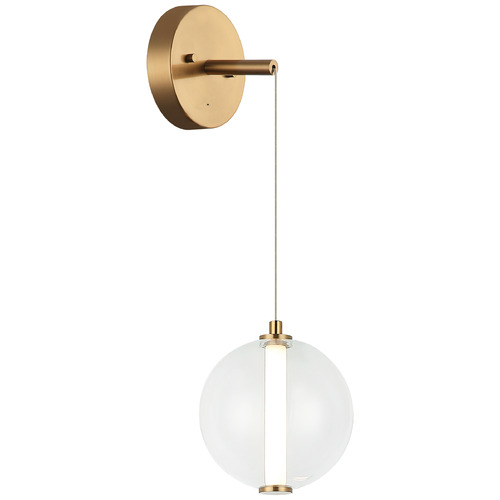 Matteo Lighting Belange Aged Gold Brass LED Sconce by Matteo Lighting W69601AGCL