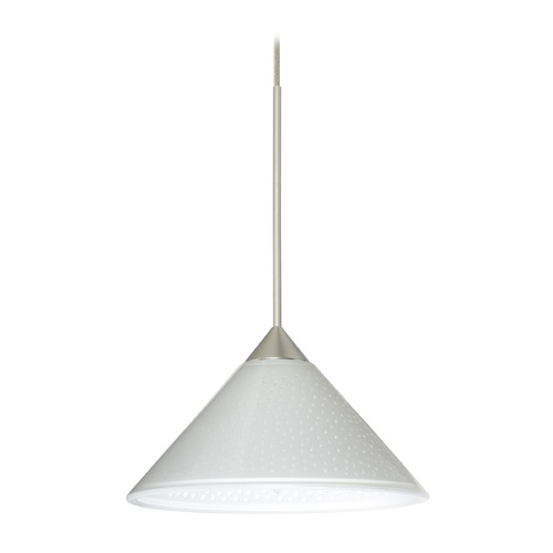 Besa Lighting Besa Lighting Kona Satin Nickel LED Mini-Pendant Light with Conical Shade 1XT-282453-LED-SN