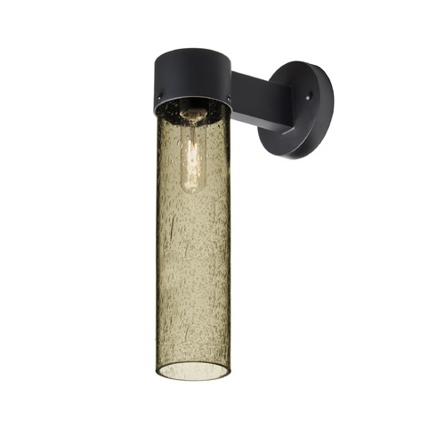 Besa Lighting Brown Seeded Glass Outdoor Wall Light Black Juni by Besa Lighting JUNI16LT-WALL-BK