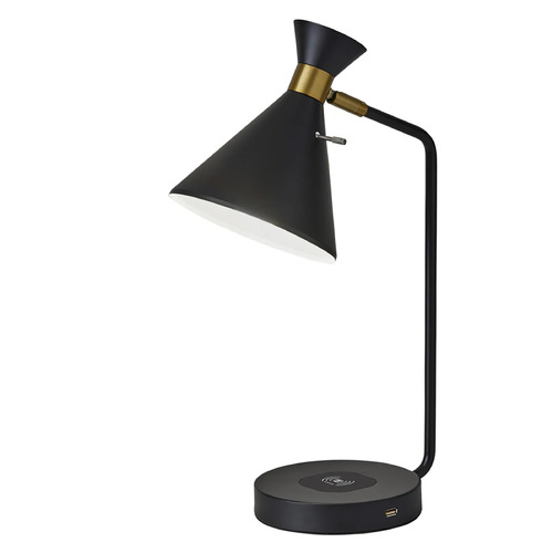 Adesso Home Maxine Matte Black and Antique Brass Desk Lamp