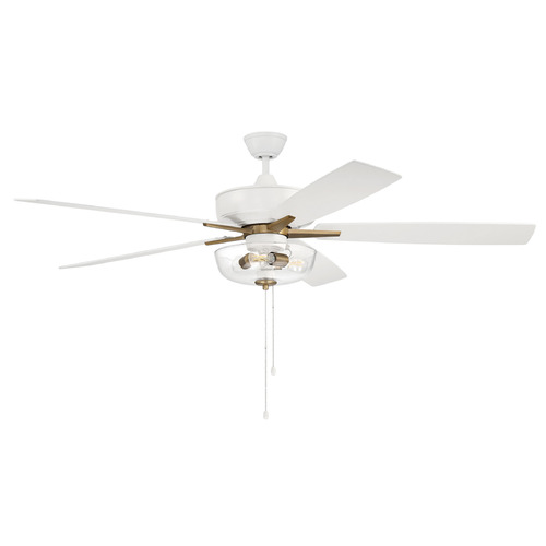 Craftmade Lighting Super Pro 101 White & Satin Brass LED Ceiling Fan by Craftmade Lighting S101WSB5-60WWOK