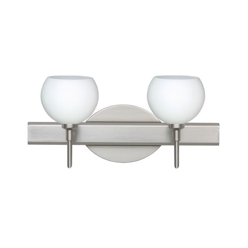 Modern Bathroom Light White Glass Satin Nickel by Besa Lighting