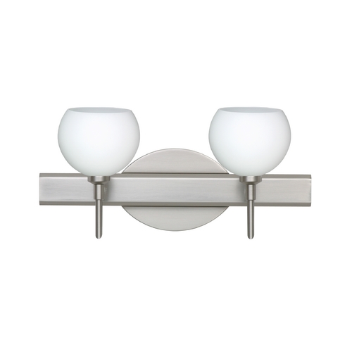 Besa Lighting Modern Bathroom Light White Glass Satin Nickel by Besa Lighting 2SW-565807-SN