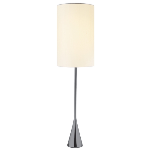 Modern Table Lamp with White Shade in Chrome Finish