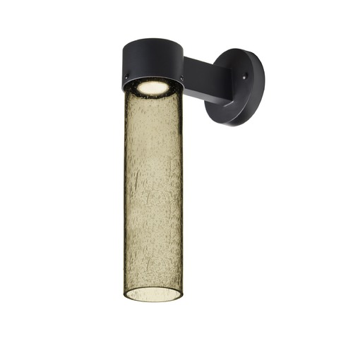 Besa Lighting Brown Seeded Glass LED Outdoor Wall Light Black Juni by Besa Lighting JUNI16LT-WALL-LED-BK