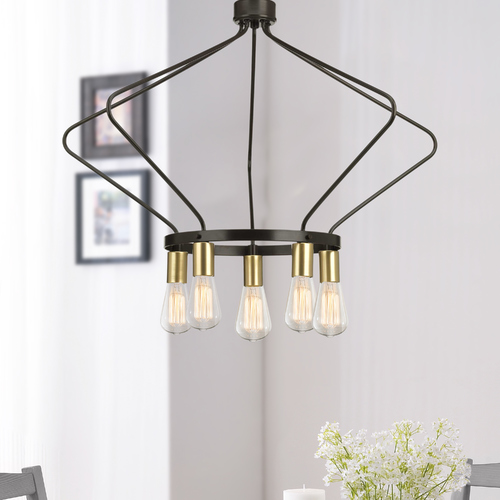 Hangar Antique Bronze 5-Light Chandelier by Progress Lighting