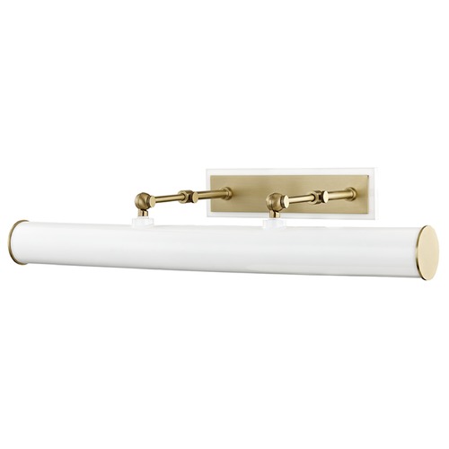 Holly Aged Brass & White Picture Light by Mitzi by Hudson Valley