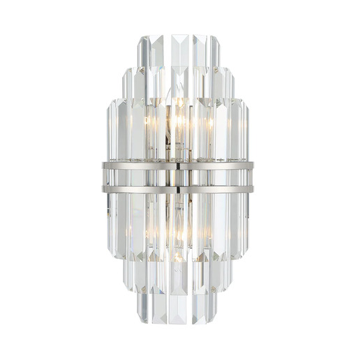 Hayes 2-Light Crystal Wall Sconce in Polished Nickel by Crystorama