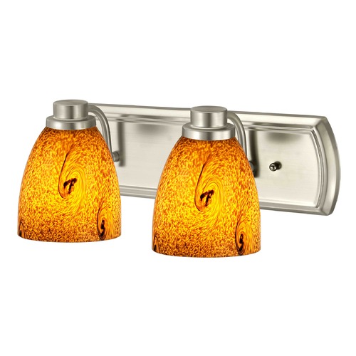 Bath Bar with 2-Lights in Satin Nickel with Bell Glass Shades