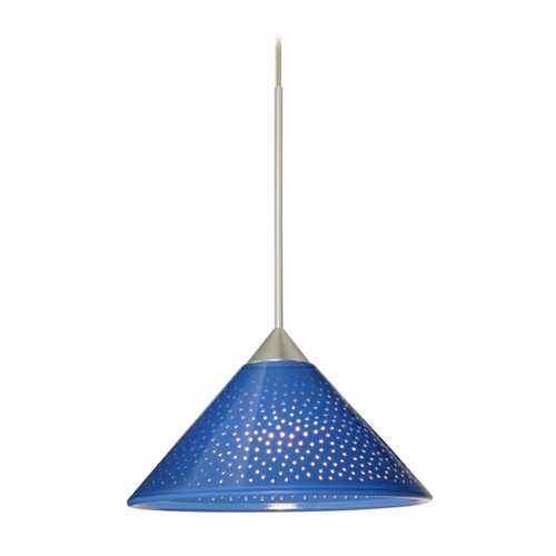 Besa Lighting Besa Lighting Kona Satin Nickel LED Mini-Pendant Light with Conical Shade 1XT-282484-LED-SN