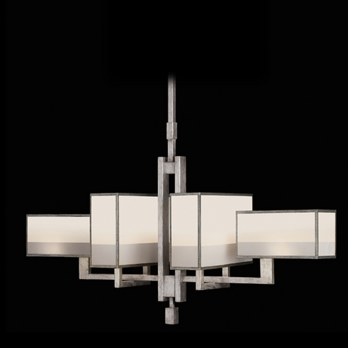 FineArt Lamps Perspectives Silver Leaf Chandelier with Rectangle Shade