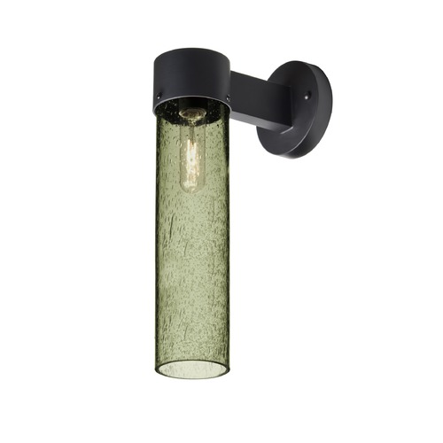 Besa Lighting Green Seeded Glass Outdoor Wall Light Black Juni by Besa Lighting JUNI16MS-WALL-BK