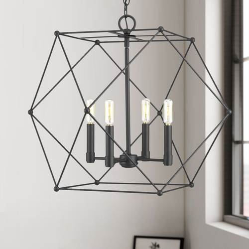Spatial Black 4-Light Pendant by Progress Lighting