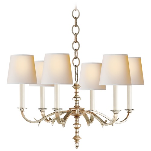 Visual Comfort Signature Collection Thomas OBrien Channing Chandelier in Silver Leaf by Visual Comfort Signature TOB5119BSLNP