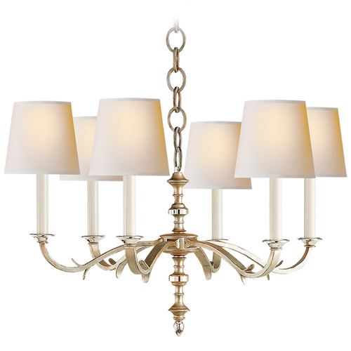 Visual Comfort Signature Collection Thomas OBrien Channing Chandelier in Silver Leaf by Visual Comfort Signature TOB5119BSLNP