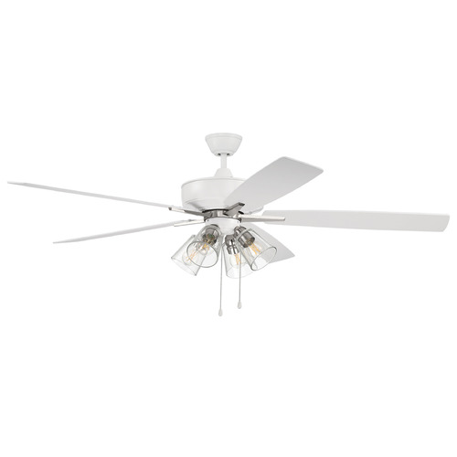 Craftmade Lighting Super Pro 104 White & Polished Nickel LED Ceiling Fan by Craftmade Lighting S104WPLN5-60WWOK