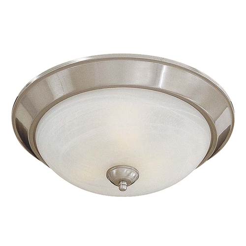 Flushmount Light in Brushed Nickel - Etched Marble Glass