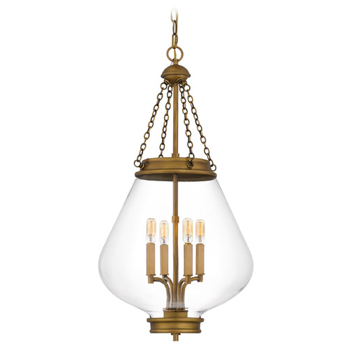 Quoizel Lighting Quoizel Lighting Wallace Weathered Brass Pendant Light with Bowl / Dome Shade QP6803WS