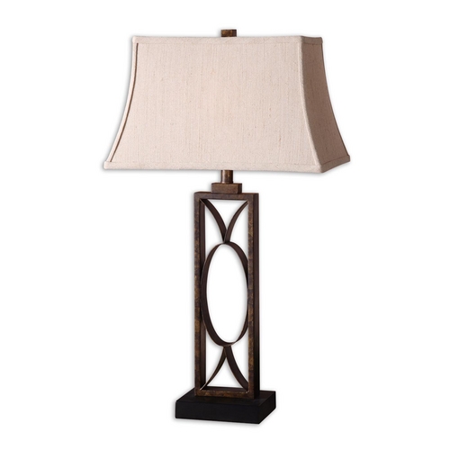 Uttermost Lighting Table Lamp with Beige / Cream Shade in Dark Bronze Finish 26264