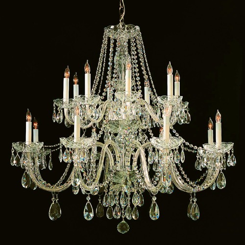 Crystorama Traditional 2-Tier 16-Light Crystal Chandelier in Polished Brass