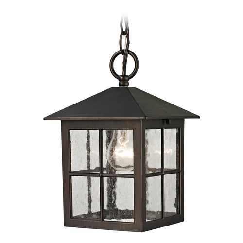 Elk Lighting Seeded Glass Outdoor Hanging Light Bronze Elk Lighting 8201EH/70