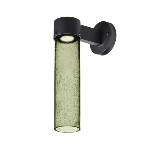 Green Seeded Glass LED Outdoor Wall Light Black Juni by Besa Lighting