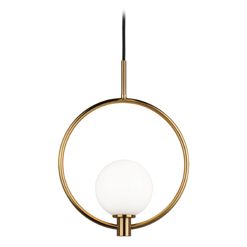 Matteo Lighting Matteo Lighting Aerial Aged Gold Brass Pendant Light with Globe Shade C71301AGOP