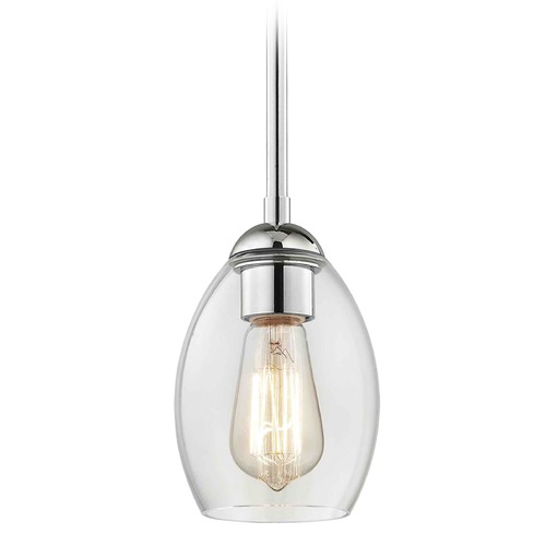 Design Classics Lighting Chrome Mini-Pendant Light with Oblong Shade 581-26 GL1034-CLR