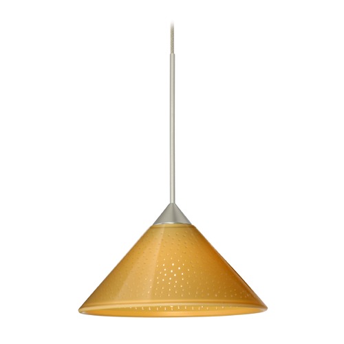 Besa Lighting Besa Lighting Kona Satin Nickel LED Mini-Pendant Light with Conical Shade 1XT-282490-LED-SN