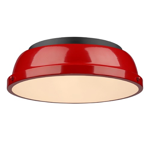 Golden Lighting Duncan Flush Mount in Black & Red by Golden Lighting 3602-14BLK-RD