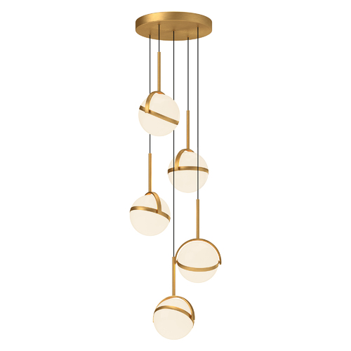 Alora Lighting Alora Lighting Globo Brushed Gold LED Multi-Light Pendant with Globe Shade MP301005BG