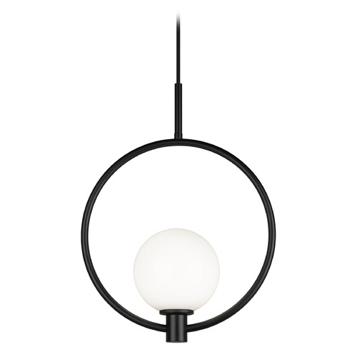 Matteo Lighting Matteo Lighting Aerial Black Pendant Light with Globe Shade C71301BKOP