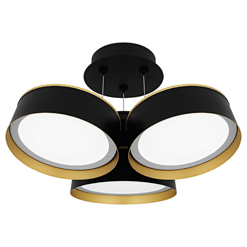 Quoizel Lighting Byrnes Matte Black & Gold LED Semi-Flushmount Light