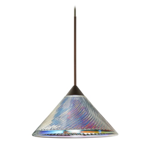 Besa Lighting Besa Lighting Kona Bronze LED Mini-Pendant Light with Conical Shade 1XT-550493-LED-BR