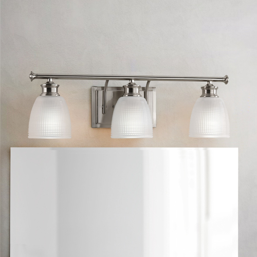 Progress Lighting Lucky Farmhouse Bathroom Light in Brushed Nickel by Progress Lighting P2117-09