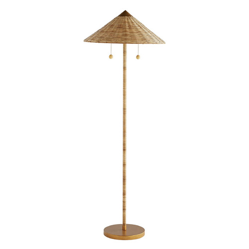Terrace Floor Lamp in Natural Rattan & Gold Steel by Arteriors Home
