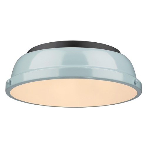 Duncan Flush Mount in Black & Seafoam by Golden Lighting