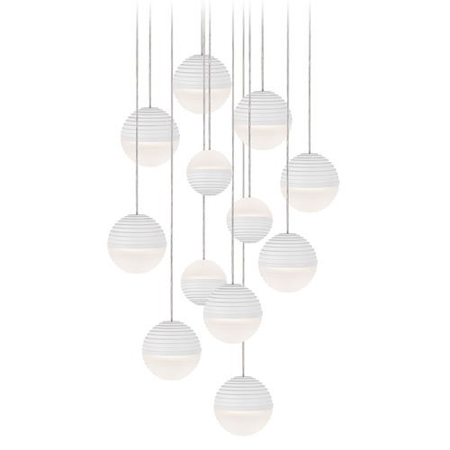 Kuzco Lighting Modern White LED Multi-Light Pendant with Frosted Shade 3000K 4800LM MP10512-WH