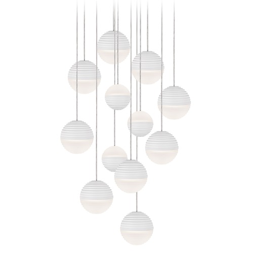 Modern White LED Multi-Light Pendant with Frosted Shade 3000K 4800LM
