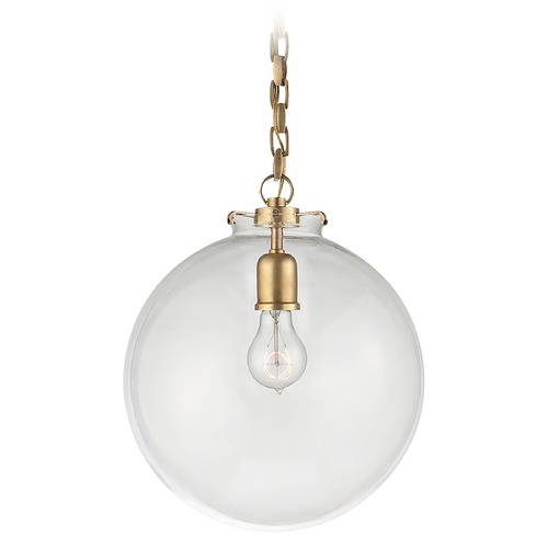 Visual Comfort Signature Collection Thomas OBrien Katie Globe Pendant in Antique Brass by Visual Comfort Signature TOB5226HABG4CG