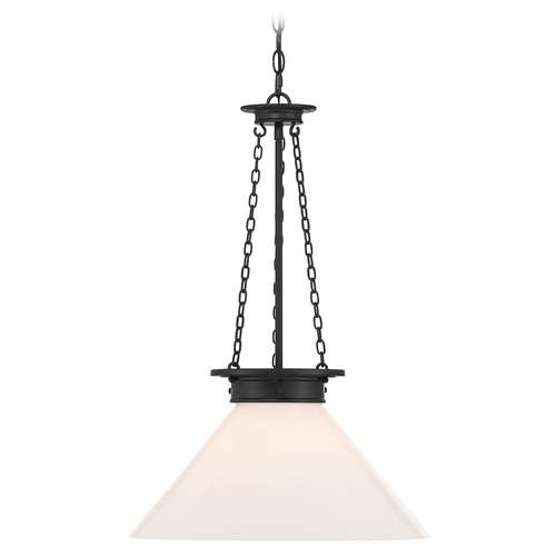 Savoy House Lighting Myers Matte Black Pendant Light with Coolie Shade