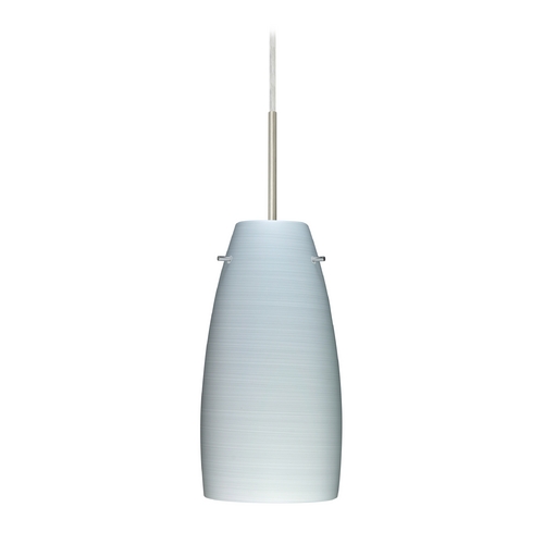 Besa Lighting Modern Pendant Light Grey Glass Satin Nickel by Besa Lighting 1JT-1512KR-SN
