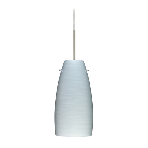 Modern Pendant Light Grey Glass Satin Nickel by Besa Lighting